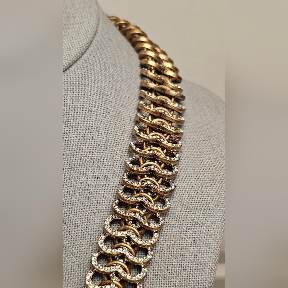 [J. Crew] Vintage Gold Rhinestone Studded Statment Collar Necklace - Picture 6 of 16